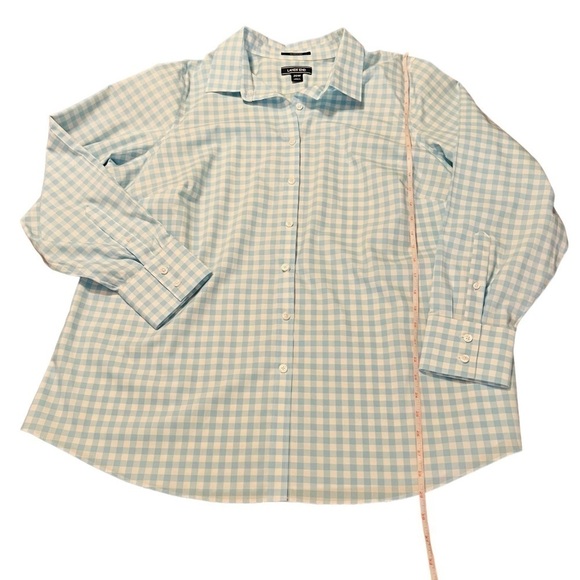 LANDS’ END WOMENS PRETTY BABY BLUE AND WHITE CHECKERED BUTTONED DOWN SHIRT SZ 20 - Picture 5 of 9